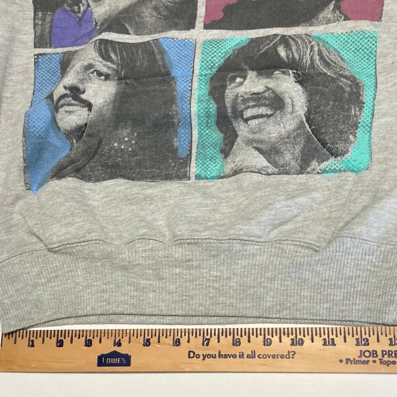 Beatles Hoodie Heather gray medium long sleeve all the band faces on the front - Picture 7 of 7